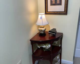 Mahogany Corner 2 Tiered Side Table (18"D x 18"W x 28-1/2"H)