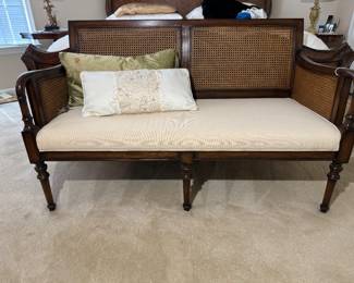 Mejore Home English Cottage Wood & Caned Settee (56"W x 28"D x 33" Back Height)