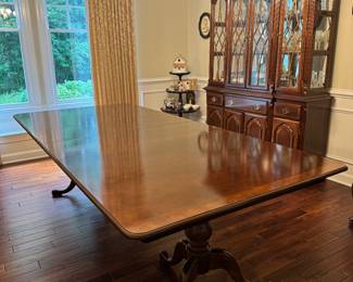 Universal Furniture Mahogany Rectangular 2 Pedestal Dining Table (44"W x 29-1/2"H x 68"D with 2 Leaves 14-1/2"L Each)