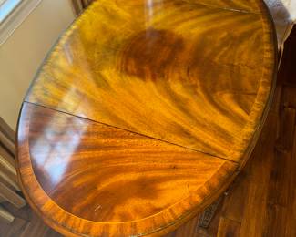 Maitland Smith 1 Drawer Mahogany Drop Leaf Side Table (26"D x 29"H x 40"W Open / 20"W Closed)