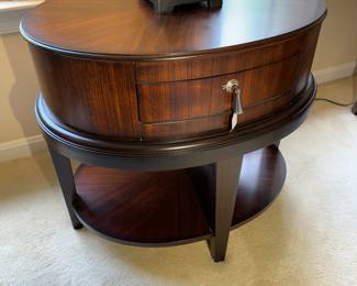 Schnadig 1 Drawer Round Side Table (28"W x 22"D x 24"H)