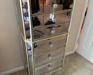 Hollywood Regency Mirrored 7 Drawer Lingerie Chest (19-1/2"W x 15"D x 49-1/2"H)