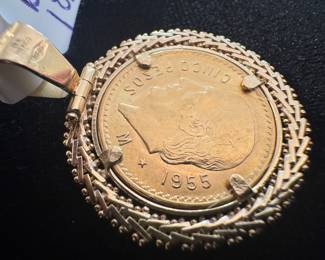 18K Gold Pendant with 22K Gold Coin