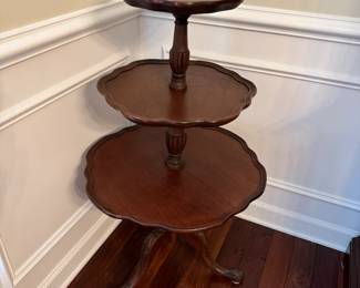 Vintage Mersman 3 Tiered Mahogany Pie Crust Table (24"D x 40"H)