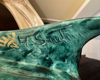 Capodimonte Hand Painted and Hand Made Amilcare Santini Original Art Deco Flapper Dancing Woman Figurine / Signed by the Artist