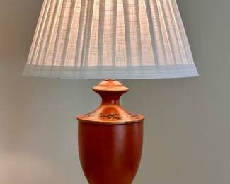 Hand Painted Rust Color Lamp with Ivory Color Custom Shade
