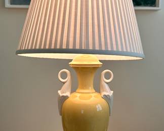 Yellow and White Ceramic Lamp