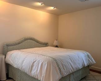 Upholstered King Headboard and matching bedskirt