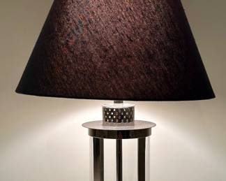 Glass and Chrome Lamp with Black Shade