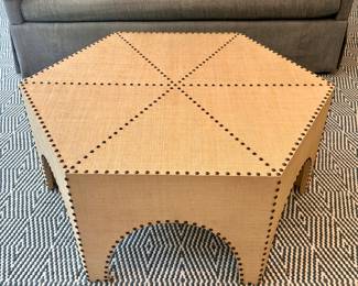 Palacek Casablanca Raffia Hexagonal Coffee Table with Nailhead Accent