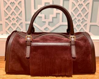 Burberry Leather and Suede Doctor's Bag with Fringed Accents