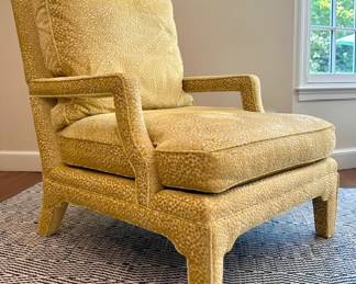 Sherrill Yellow Polka Dot Chenille Arm Chair