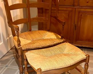 Rush Seat Wingback and Matching Ottoman