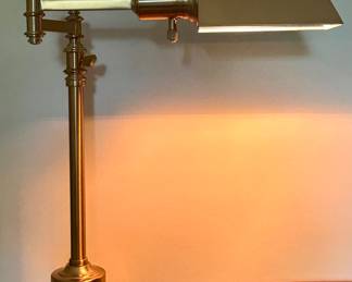 Restoration Hardware Brushed Brass Adjustable Library Lamp 