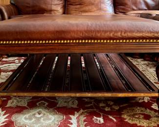 Thomasville Furniture Leather Ottoman with Nailhead Trim