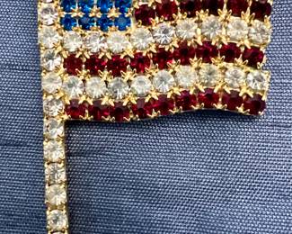 Rhinestone Flag Pin 
