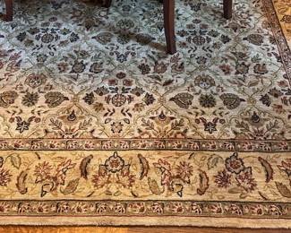 Oriental Style Rug - approx. 8' x 11' (tan, rust, green)