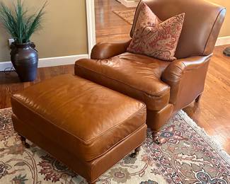 Grange Leather Chair & Ottoman