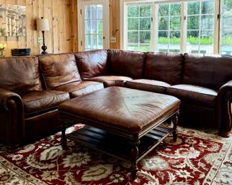 Thomasville Furniture Leather Sectional Sofa