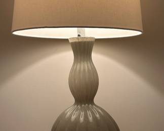 (2) Green Glass Lamps with Acrylic Base