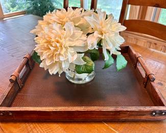 Serving Tray & Faux Peony Arrangement 