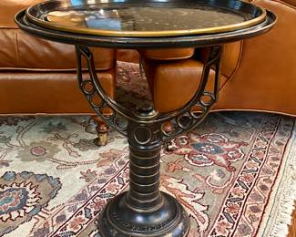 Antique Water Heater Stand with Vintage Towle Tray