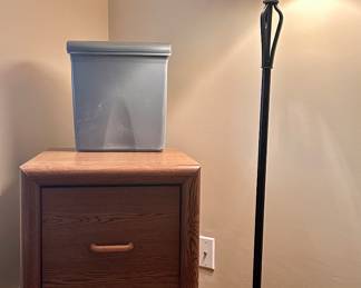 Filing Cabinet & Iron Floor Lamp