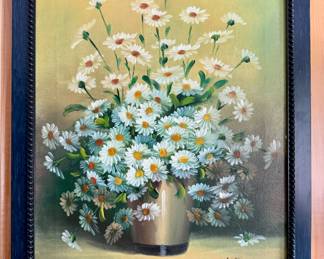 "Daisies" Oil on Canvas, Signed Nancy Lee
