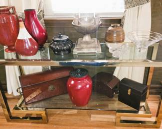 Glass and brass entry/sofa table. Home decor