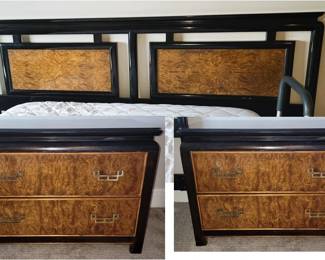 Century Furniture king headboard and side tables
