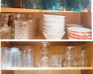 Mugs, tumblers, stemware and decanters and ball jars