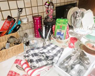 Linens, wine stems and tools
