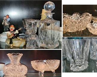 Clowns! American Brilliant Cut Glass and name brand crystal