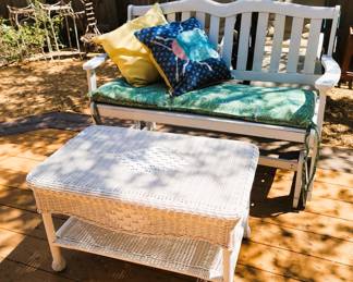 Glider and wicker coffee table