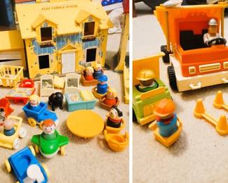 Vintage Fisher Price Toys: Construction Trucks SOLD and Play Family House