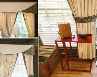 Window treatments and side tables.  Cornice boards and draperies