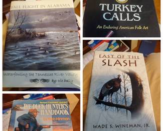 Books on duck hunting from noted authorities; some are signed.