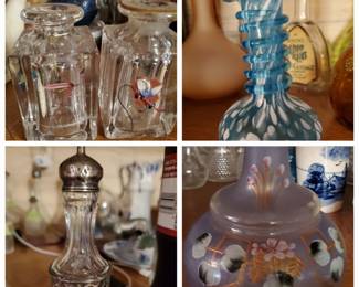 More Barber Bottles; the first frame is two fishing lure decanter. Quality.