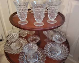 American Fostoria on a lovely pie crest top, tiered table.