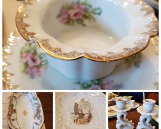 These are some Limoges pieces. The candlesticks are West Germany.