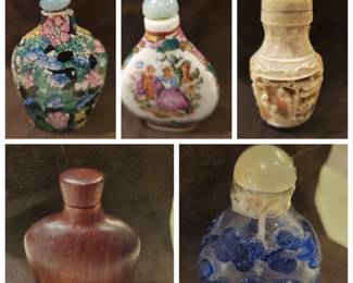 Wow! Here they come! Snuff bottles ! The collection is extensive in designs and material. Sold individually but you can make a price for all! So interesting! Little works of art.