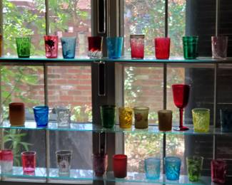 Many art glasses twinkling in the sun.