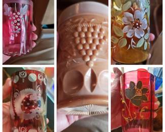 Part of the Collection of Glass: Moser, Fenton, Hand-painted, Bohemian, etc.