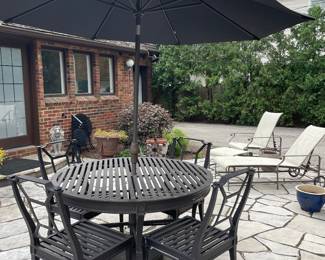 Patio table and umbrella