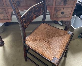 Rush seated hand-painted chair