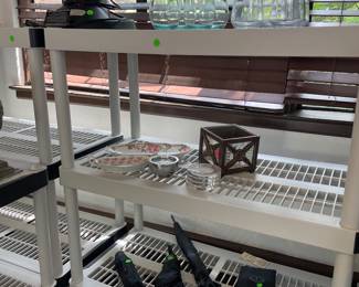 Plastic storage shelves - many to choose from