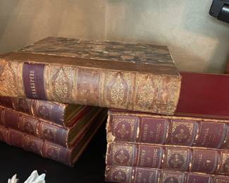 Antique leather bound books
