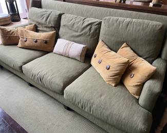 3-cushion high-backed couch, pottery barn pillows