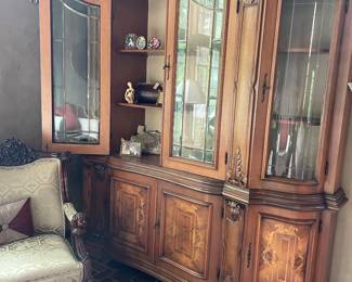 Imported Italian Walnut China Hutch - matches the Italian Walnut Sideboard