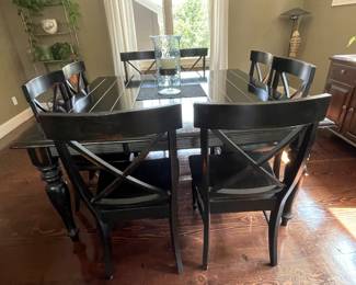 Square black table (60X60) with 8 chairs. 